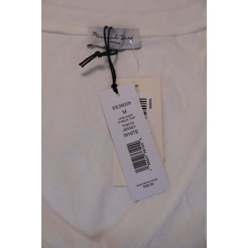 NEW Evereve Livia Easy V Neck T Shirt Top Women White Tee Relaxed Size M - Picture 3 of 5